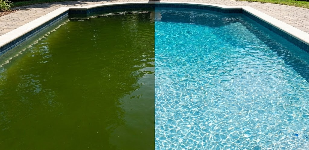 Water level being checked in a Marion County Florida swimming pool